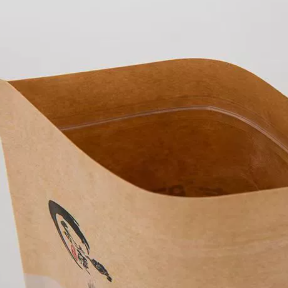 kraft paper stand up pouch ziplock bags with window