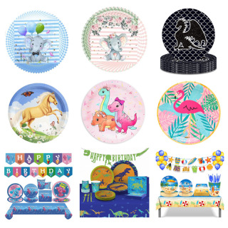 disposable flamingo unicorn custom party paper plates