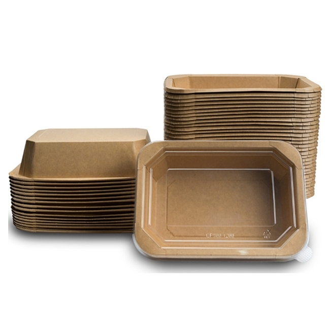 2024 New Square Kraft Paper Bowl Food Take Away Box Container
