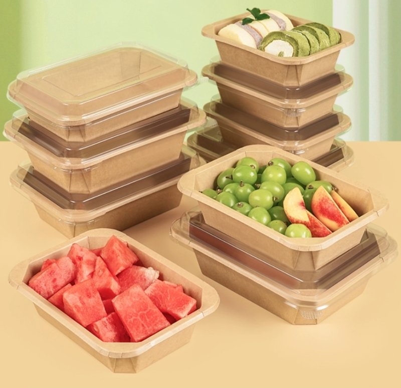 2024 New Square Kraft Paper Bowl Food Take Away Box Container
