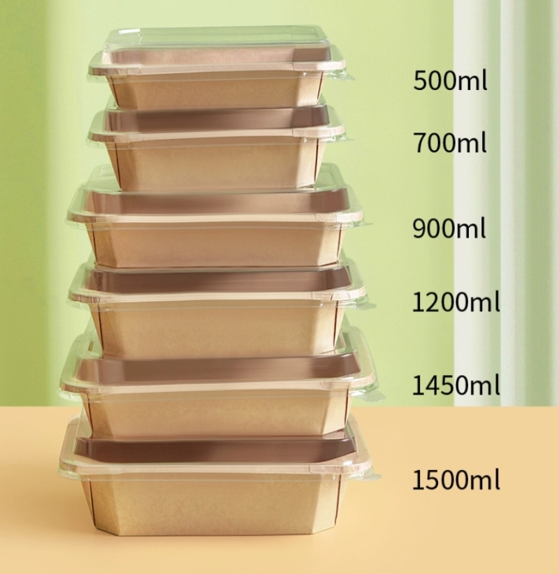 2024 New Square Kraft Paper Bowl Food Take Away Box Container
