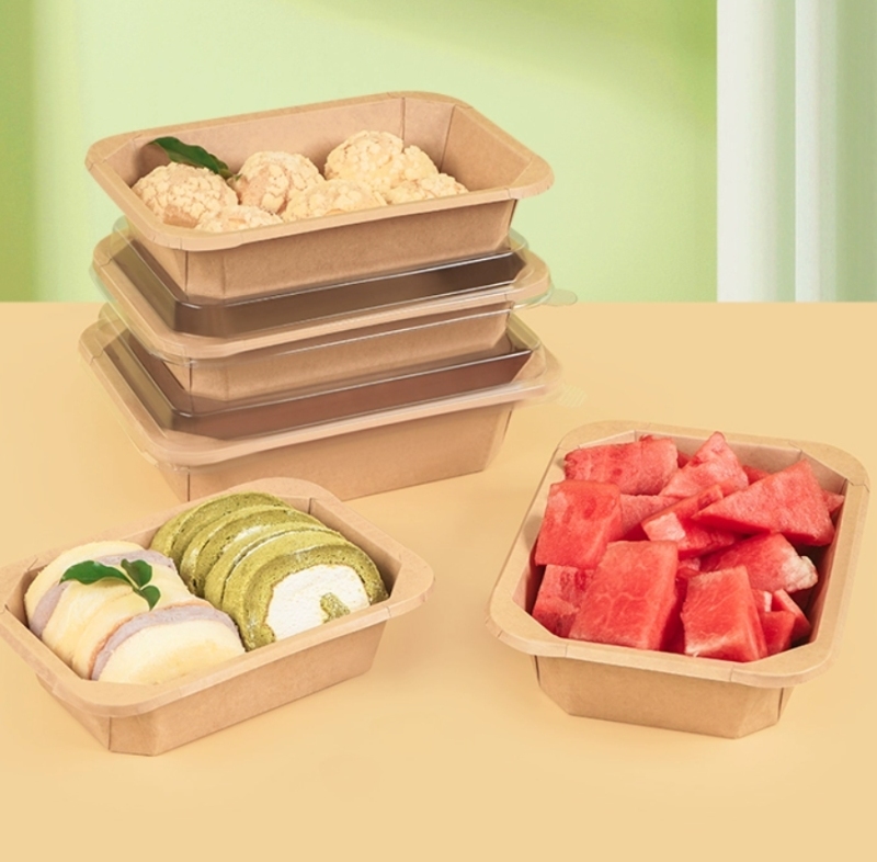 2024 New Square Kraft Paper Bowl Food Take Away Box Container