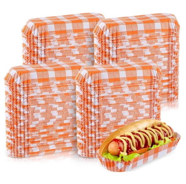 ถาดเรือฮอทดอกกระดาษ ถาดรองฮอทดอกกระดาษทรงสี่เหลี่ยม