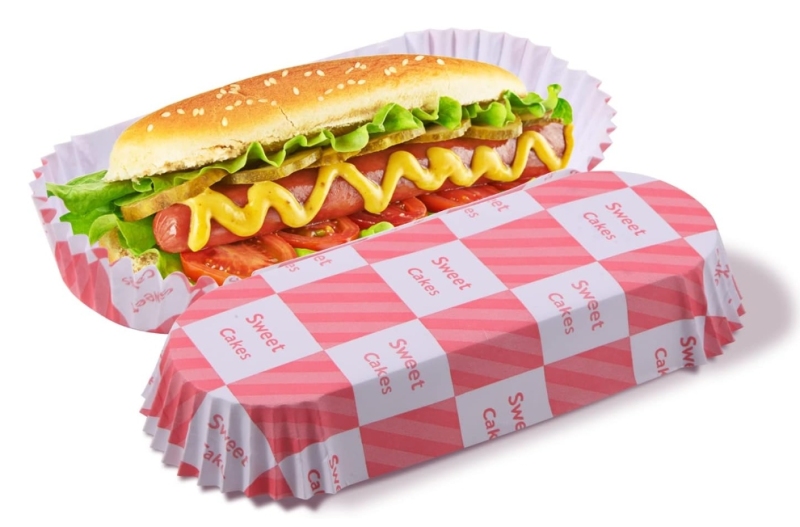 ถาดเรือฮอทดอกกระดาษ ถาดรองฮอทดอกกระดาษทรงสี่เหลี่ยม