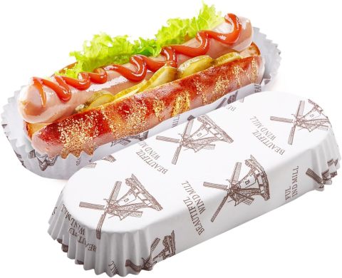 Papier-Hotdog-Boote-Tablett Rechteckige geriffelte Hot-Dog-Einlagen aus Papier