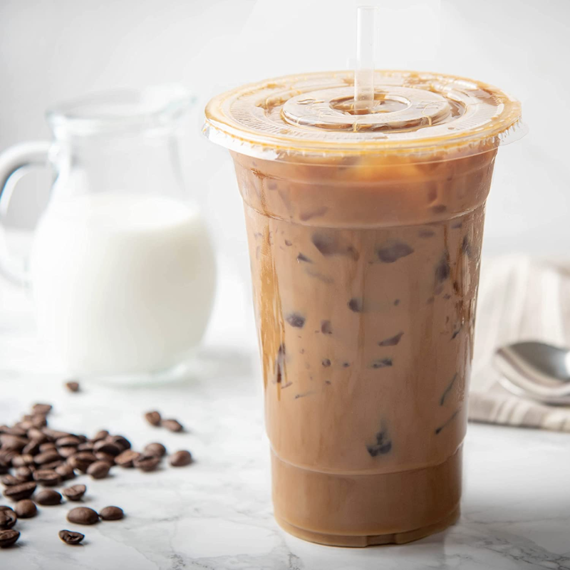 Gobelets à café jetables en plastique PET avec couvercles