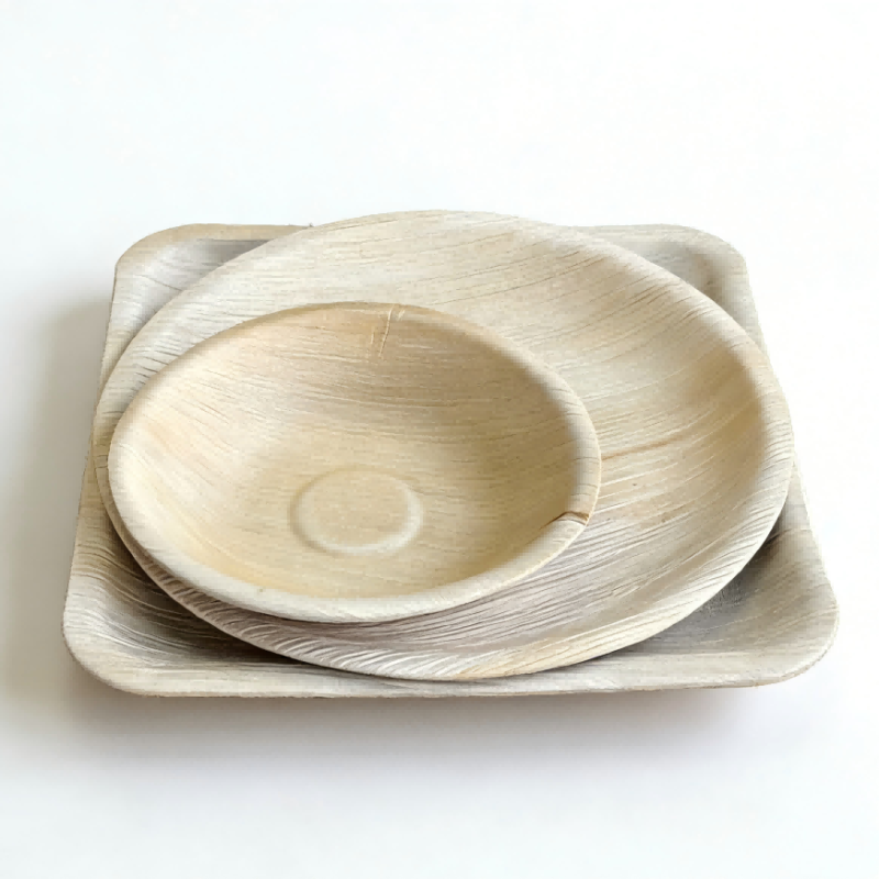 थोक में गोल आकार की सुपारी के पत्तों की प्लेटें (5-10 इंच)