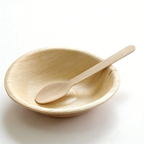 बायोडिग्रेडेबल ताड़ के पत्तों से बने कटोरे, 4-8 इंच, थोक आकार में उपलब्ध।