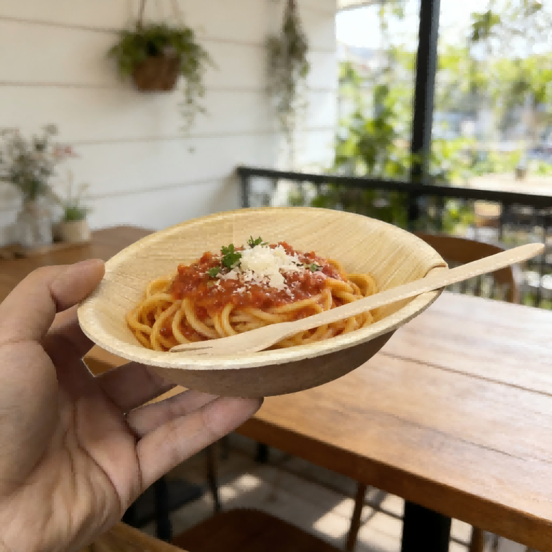 बायोडिग्रेडेबल ताड़ के पत्तों से बने कटोरे, 4-8 इंच, थोक आकार में उपलब्ध।