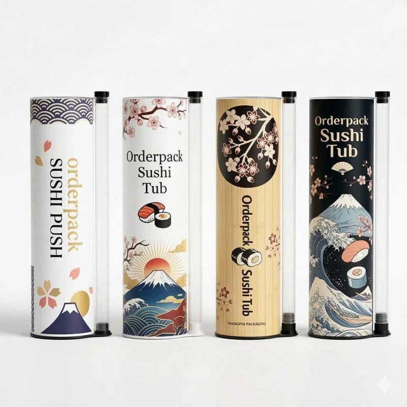 Großhandel mit kundenspezifischen Sushi-Push-Up-Tube-Sushi-Verpackungen