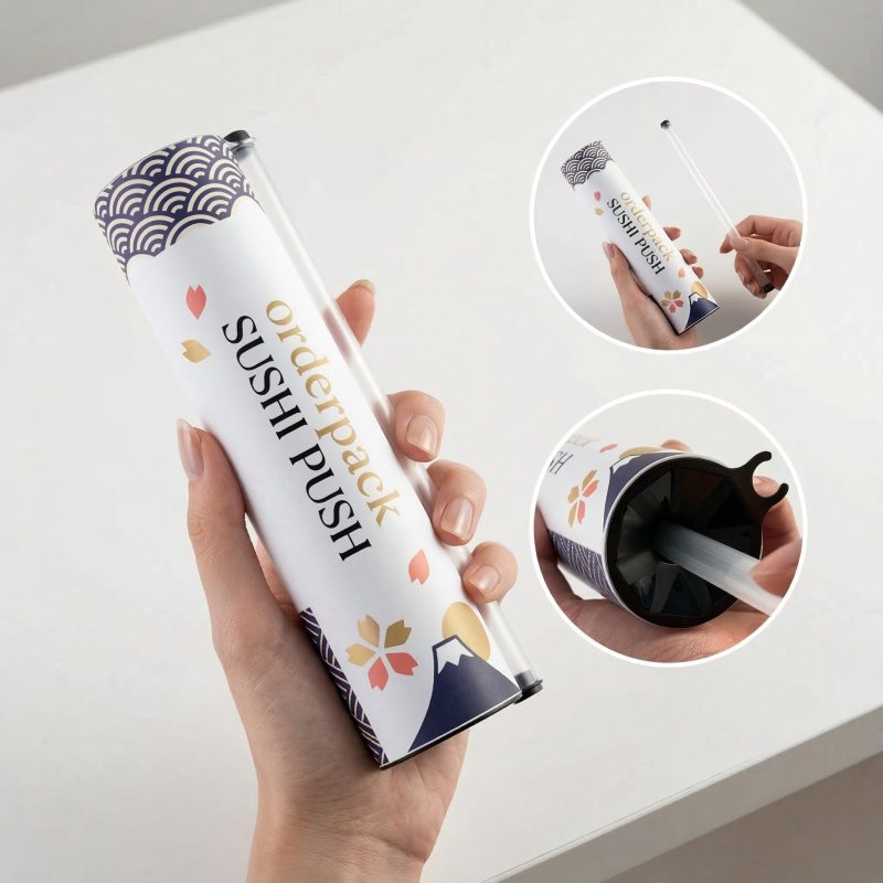 Großhandel mit kundenspezifischen Sushi-Push-Up-Tube-Sushi-Verpackungen