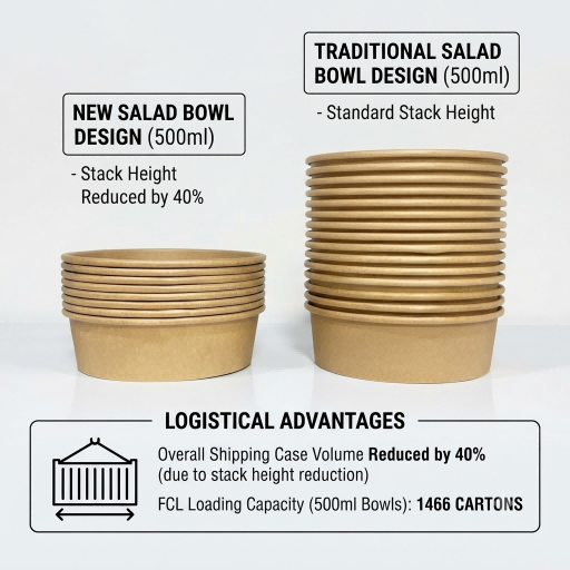 Mangkuk Salad Bertindan Rendah Baharu: Muat 40% Lebih Banyak Setiap Bekas