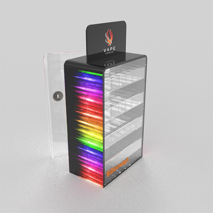liquor cigarettes acrylic display case rack with LED