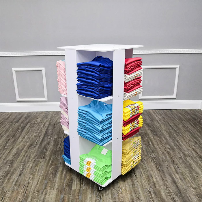 Double Sided White Wooden Retail T Shirt Display Racks