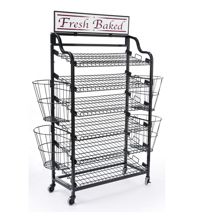 Custom Wire Mesh Grid Bakery Display Rack shelf
