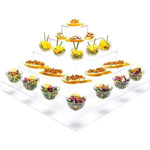 Soporte de exhibición de comida buffet acrílico para cupcakes de 5 capas