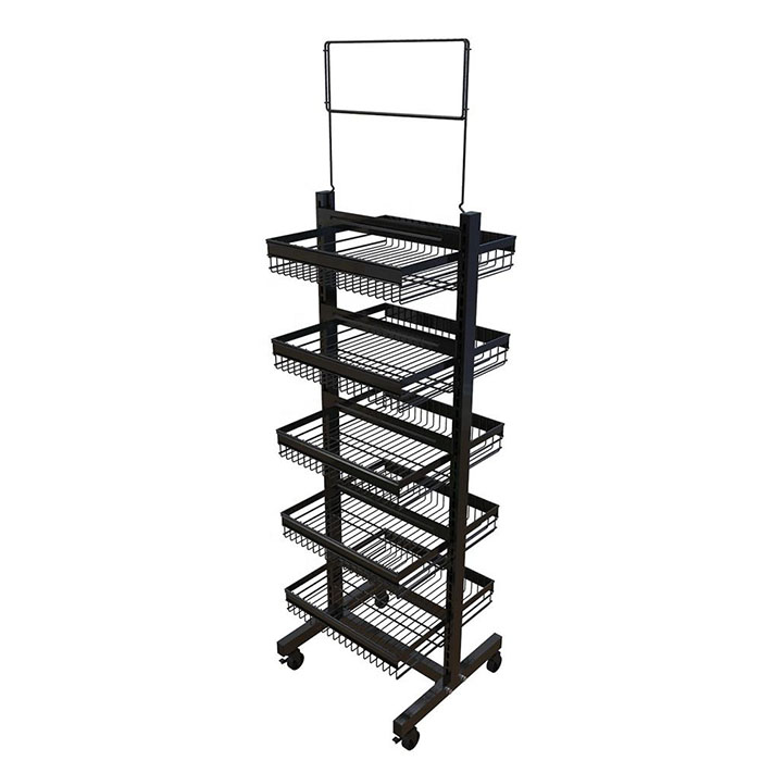 Retail Display Units Snack Wire Basket Display Stand