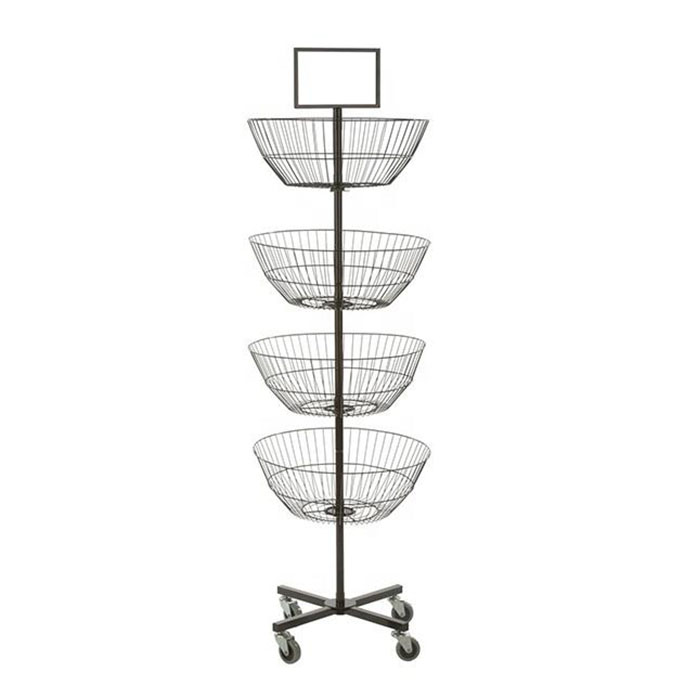 Floor Standing Pos Wire Basket Display Stand Unit