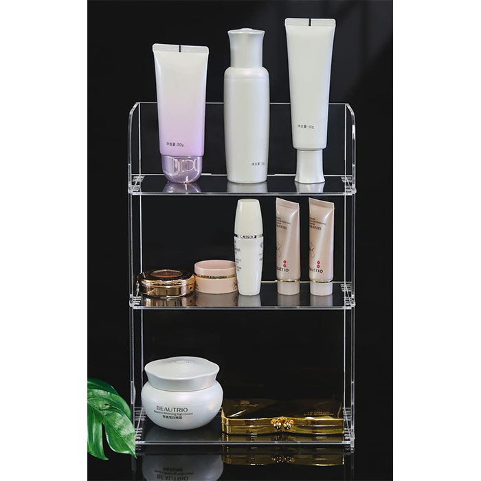 custom acrylic cosmetic makeup display stand shelves