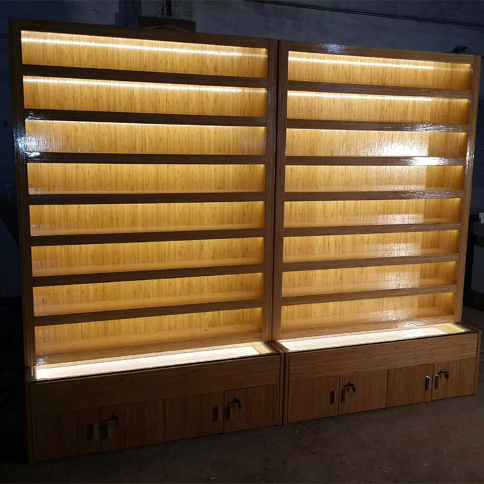 store shelves racks wooden sunglass stand display shelf