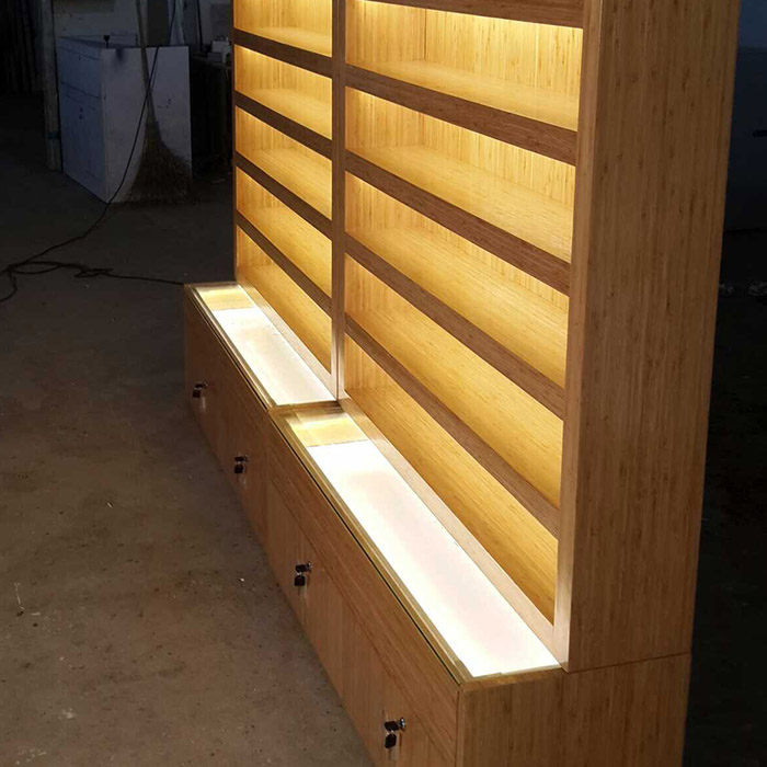 store shelves racks wooden sunglass stand display shelf
