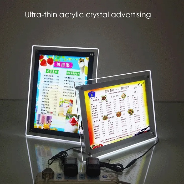 wall mounted acrylic led light box menu sign boards