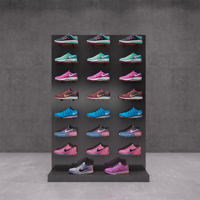 Shoes Shop Fittings Display Wooden Wall Display Shelf