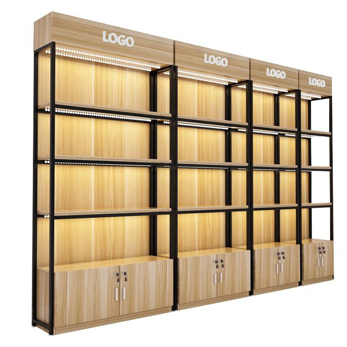retail shop fitting wood merchandising display shelves
