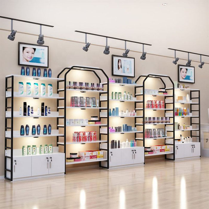 retail shop fitting wood merchandising display shelves