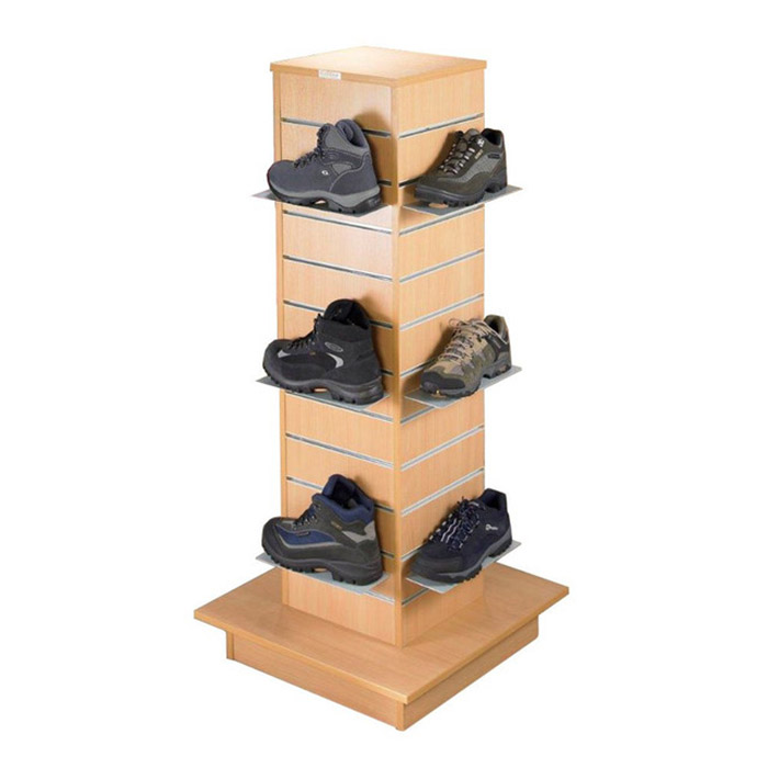 rotating commercial display rack slatwall shoe shelves