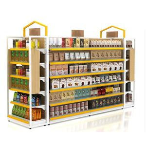 Estante de exhibición para estanterías de góndola de madera de supermercado