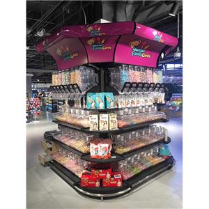 kiosque à bonbons présentoirs en gondole du centre commercial
