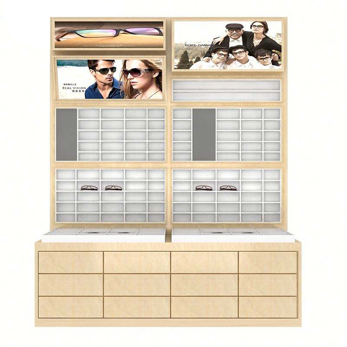 armário de exibição de óculos de sol de madeira rack de montagem de loja