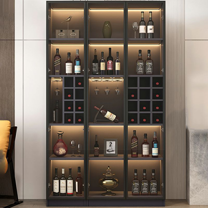 Современный шкаф для вина со светом и стеклянной дверью
