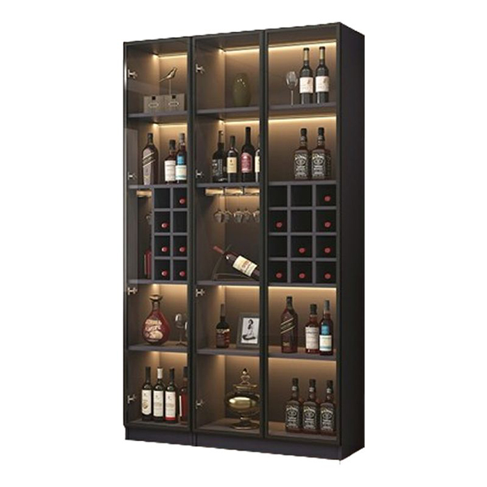 modern wine display rack cabinet with light & glass door