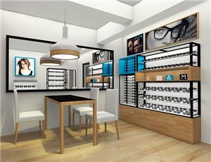 conception d'étagère de présentoir de magasin de lunettes de soleil en bois