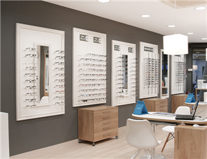 custom retail sunglasses wall display shop design
