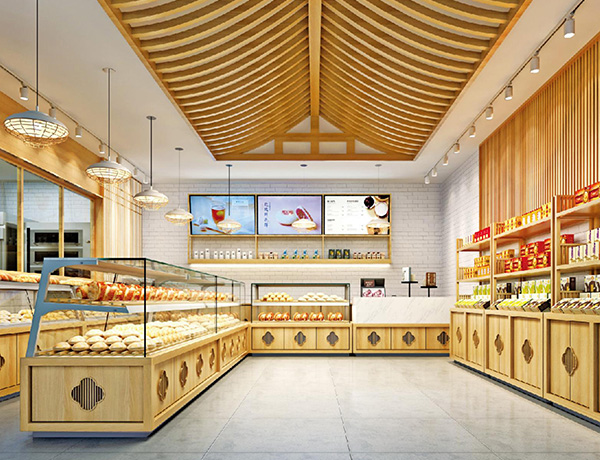 retail display showcase bakery shop counter design