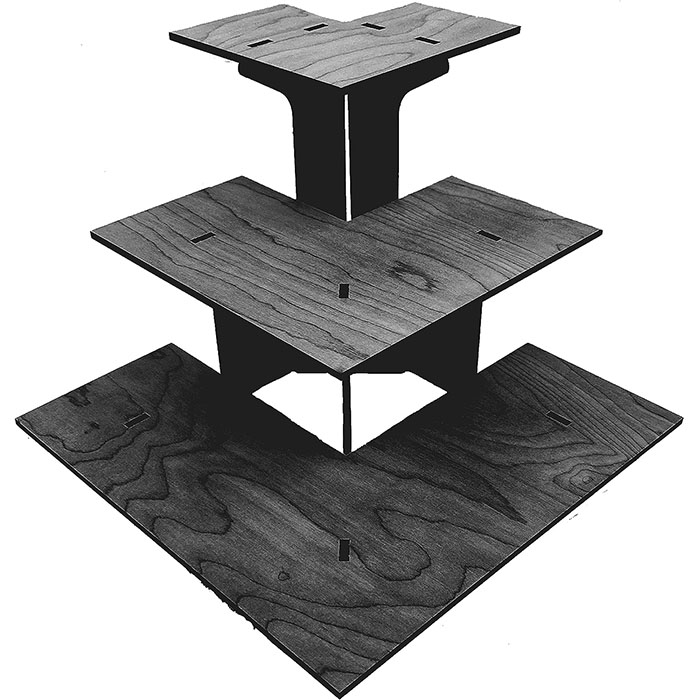 Tables d'affichage d'angle rustiques à dessus de table en bois à 3 niveaux
