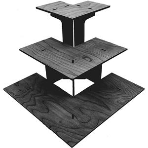 3-laags houten tafelblad, rustieke hoekpresentatietafels voor de detailhandel