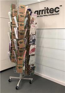 Expositor de tarjetas de felicitación con bolsillos de alambre giratorio de metal OEM para calendarios, cómics, folletos y más.