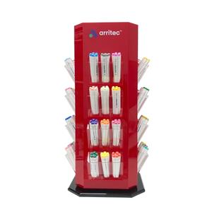 red rotating acrylic pen holder