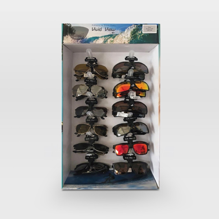 Retail Shop Wall Mounted Cardboard Sunglass Display Rack Box