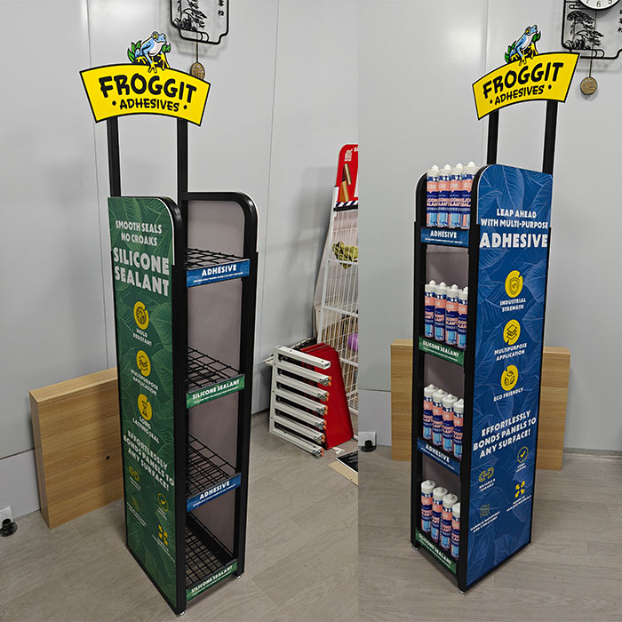Suporte de exposição de cartuchos adesivos de selante metálico