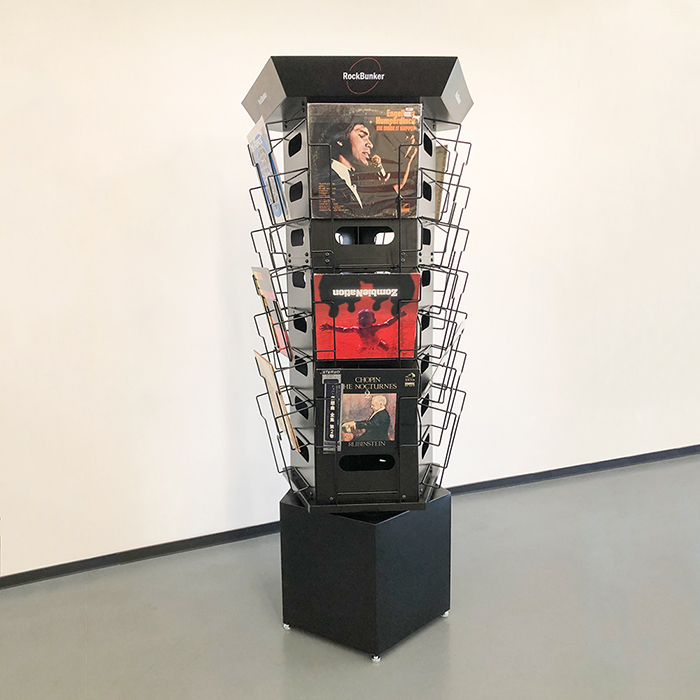 Floor Rotating Black Vinyl Record Holder rack stand