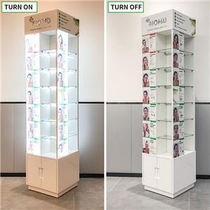 cosmetic retail store perfume display led wooden display cabinet