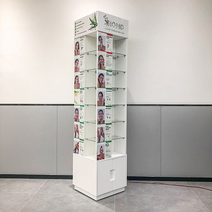 cosmetic retail store perfume display led wooden display cabinet