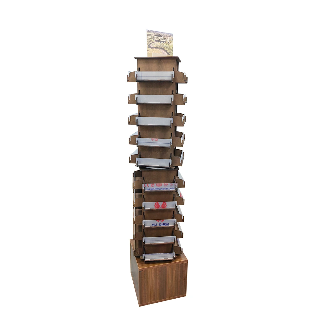 Rotary wood floor sticker display stand