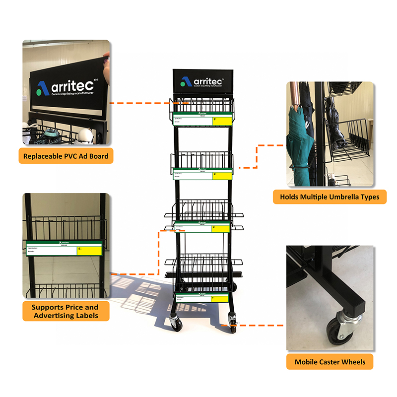 Rotating Retail In-Store Umbrella Display Stand