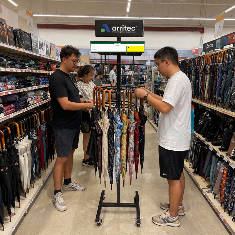 Modular Multi-Tier Umbrella Display Rack for Retail Stores
